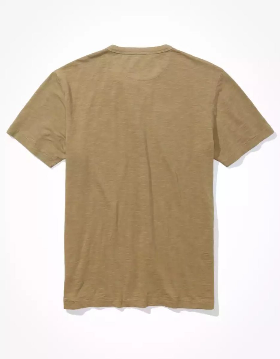 T Shirts American Eagle AE Super Soft Slub Henley Vert Olive Homme | WWU-31182115